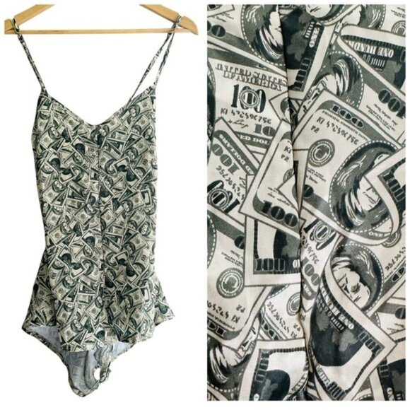 Luxe Dollar Bill Print Romper – Size M | Baddie Aesthetic Meets Y2K Attitude - Picture 11 of 11